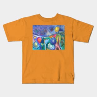 Earthly Elements in blue, green and pink Kids T-Shirt